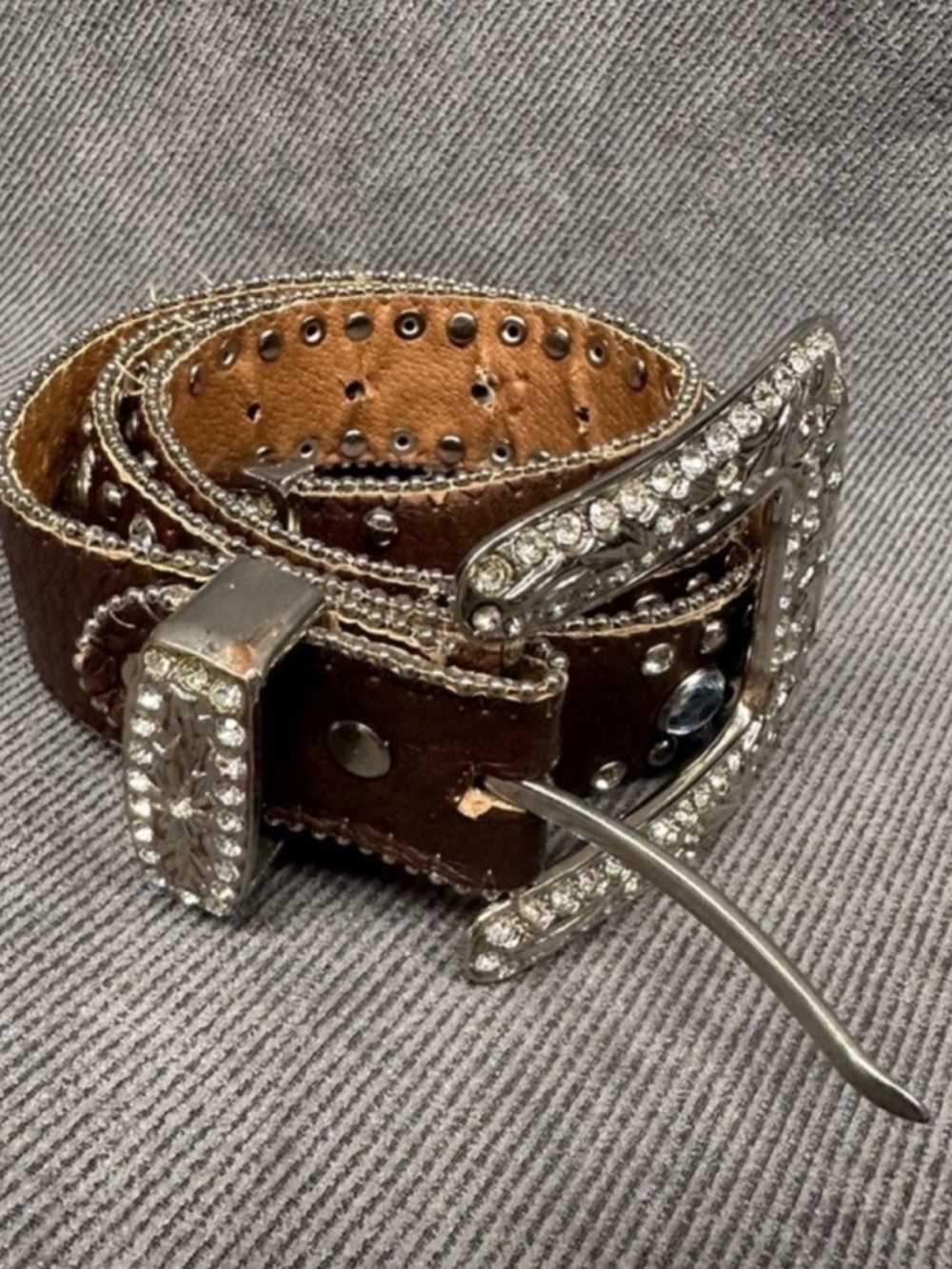 Western bling leather belt 43” Atlas